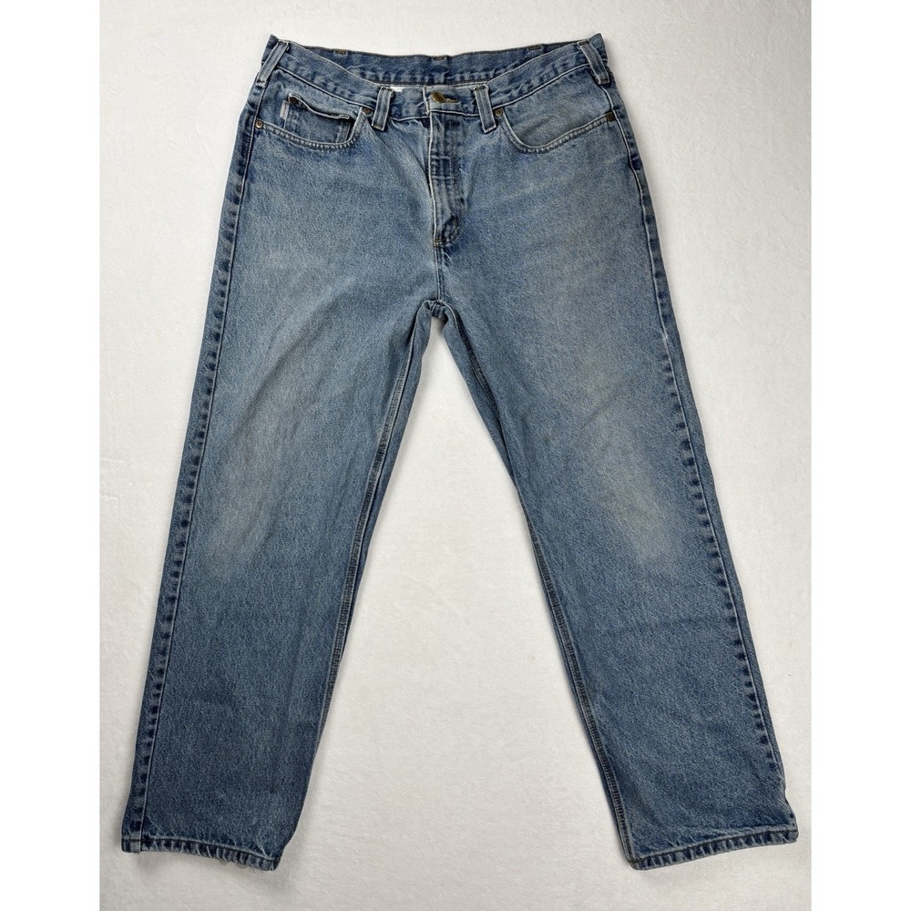 Carhartt B460 Relaxed Fit Jeans 36x30‎ Light Wash Workwear Denim Mens